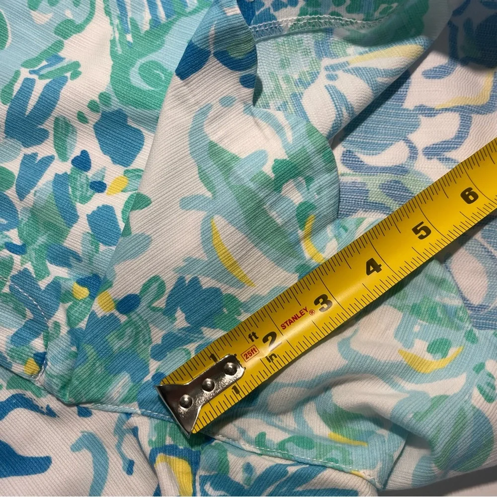 Lilly Pulitzer Buttercup Stretch Shorts Scalloped Hen Blue Floral Print Size 4 - Picture 7 of 9